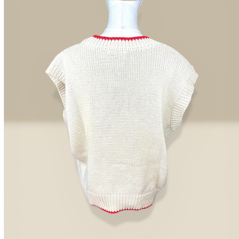 Sunday Edition Lobster Sweater Vest SZ Large Cream Red NWT Coastal Knit - Picture 5 of 10